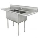 Empura EMFC-2-1818LR 42" Stainless Steel 2 Compartment Commercial Sink With 2 Drainboards, 18” x 18” x 11” Bowls