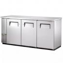True TBB-24-72-S-HC 73" Stainless Steel Narrow Back Bar Refrigerator with Solid Doors 
