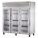 True STG3R-3G 78" Spec Series Reach-In 3-Section Refrigerator With 3 Glass Doors, Aluminum Interior And PVC Wire Shelves, 115 Volts