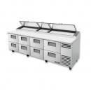 True TPP-AT-119D-8-HC 119 1/4" Eight Drawer Refrigerated Pizza Prep Table with 15 Pans and Hydrocarbon Refrigerant