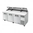 True TPP-AT-93-HC 93 1/2" Three Door Refrigerated Pizza Prep Table with 6 Shelves, 12 Pans and Hydrocarbon Refrigerant
