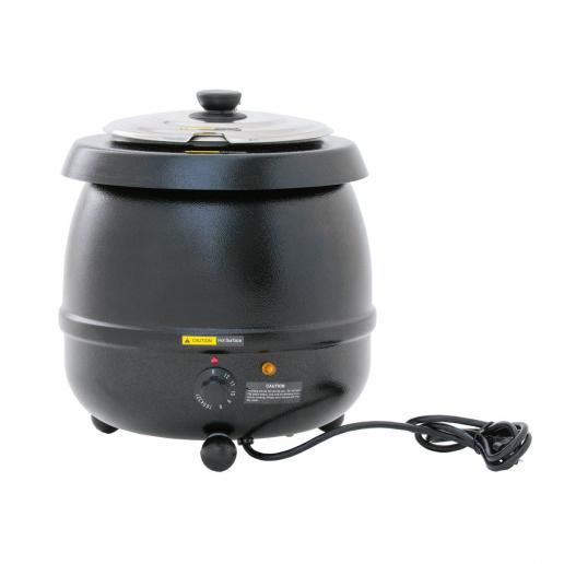 YBSVO 11 Qt. Round Black Countertop Food/Soup Kettle Warmer - 120V, 400W