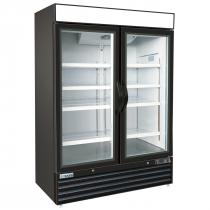 Empura E-EGM-48FB Black 53 9/10" Wide 2-Section Insulated Triple-Pane Self-Closing Glass Door Freezer Merchandiser, 115V