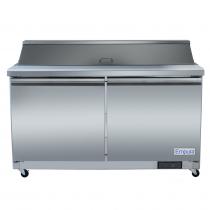 Empura E-KSP48 48.2" Stainless Steel Sandwich/Salad Table Refrigerator With 2 Solid Doors, 12 Pans And 11" Cutting Board - 12 Cu Ft, 115 Volts