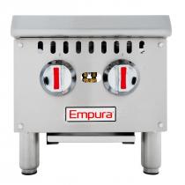 Empura EHP-2 12" Stainless Steel Heavy Duty Gas Hot Plate with Two Burners, 50,000 BTU