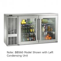 Perlick BBSLP60_SSRGDC 60" Low Profile Back Bar Refrigerator, Glass Doors with Stainless Steel Frames and Right Condensing Unit