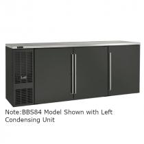 Perlick BBSLP84_BRSDC 84" Low Profile Back Bar Refrigerator, Black Vinyl Doors and Right Condensing Unit