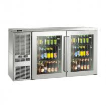 Perlick DZS60_SSLGDC_RR 60" Dual-Zone Back Bar Refrigerated Beer and Wine Storage Cabinet, 2 Glass Doors with Stainless Steel Frames, RR Thermostat and Left Condensing Unit