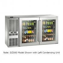 Perlick DZS60_SSLGDC_WW 60" Dual-Zone Back Bar Refrigerated Beer and Wine Storage Cabinet, 2 Glass Doors with Stainless Steel Frames, WW Thermostat and Left Condensing Unit