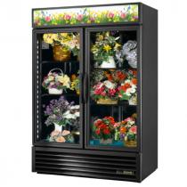 True GDM-49FC-HC~TSL01 54 1/8" Two Door Black Glass Floral Case with 4 Shelves and Hydrocarbon Refrigerant - 115V