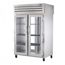 True STA2RPT-2G-2G-HC 53" Spec Series Pass-Thru 2-Section Refrigerator With 2 Glass Doors On Front And 2 Glass Doors On Rear, Aluminum Interior And Chrome Shelves, 115 Volts