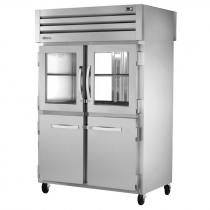 True STA2RPT-2HG/2HS-2G-HC 53" Spec Series Pass-Thru 2-Section Refrigerator With 2 Glass And 2 Solid Half Doors On Front And 2 Glass Doors On Rear, Aluminum Interior And Chrome Shelves With Hydrocarbon Refrigerant, 115 Volts
