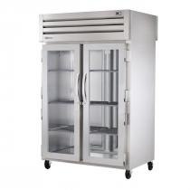 True STG2RPT-2G-2S-HC 53" Spec Series Pass-Thru 2-Section Refrigerator With 2 Glass Doors On Front And 2 Solid Doors On Rear, Aluminum Interior And PVC Wire Shelves With Hydrocarbon Refrigerant, 115 Volts
