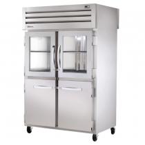 True STG2RPT-2HG/2HS-2S-HC 53" Spec Series Pass-Thru 2-Section Refrigerator With 2 Glass And 2 Solid Half Doors On Front And 2 Solid Doors On Rear, Aluminum Interior And PVC Wire Shelves With Hydrocarbon Refrigerant, 115 Volts
