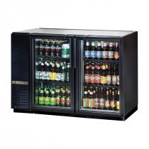 True TBB-24GAL-48G-HC-LD 47-7/8" Black Glass Door Back Bar Refrigerator with Galvanized Top and LED Lighting