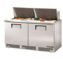 True TFP-64-24M 64 1/8" Two Door Salad / Sandwich Prep Refrigerator with 4 Shelves, 24 Pans and 134A Refrigerant - 115V