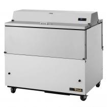 True TMC-49-DS-HC 49" Two Sided Milk Cooler with White / Stainless Steel Exterior and Aluminum Interior