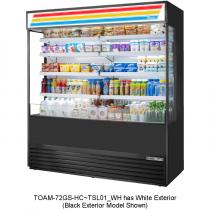 True TOAM-72GS-HC~TSL01 White 72" Wide Glass-Sided Standard-Look R290 Hydrocarbon Insulated Vertical Open Air Curtain Refrigerated Merchandiser, 208-230V 2 1/4 HP