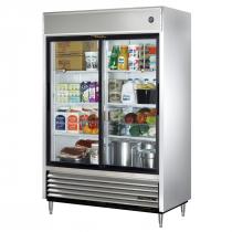 True TSD-47G-HC-LD 55" TSD Series Reach-In Refrigerator With 2 Glass Sliding Doors, Aluminum Interior And 6 PVC Coated Shelves With LED Interior Lighting, 115 Volts