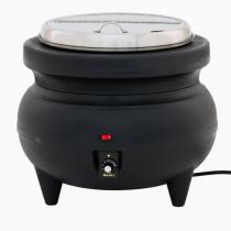 YBSVO 11 Qt. Round Black Countertop Food/Soup Kettle Warmer - 120V, 400W