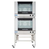 Moffat E28M4/2C 31-7/8" Turbofan Full-Size Manual/Electric Double Stack Convection Oven With Porcelain Oven Chamber On 3" Castor Base Stand, 208V or 220-240V