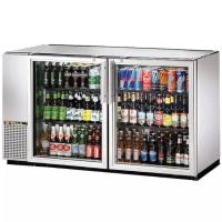 True TBB-24GAL-60G-S-HC-LD 60" Stainless Steel Narrow Glass Door Back Bar Refrigerator with Galvanized Top and LED Lighting