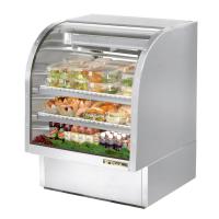 True TCGG-36-S-LD 36" Stainless Steel Curved Glass Refrigerated Deli Case - 17 Cu. Ft. 