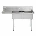 Empura E-S2C181811-18L 18" x 18" x 11" Stainless Steel 2 Compartment Sink With 18" Left Drainboard