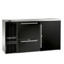 Perlick DZS60_BLDRWSDC_WW Dual-Zone 60 Inch Wide Back Bar Refrigerated Wine Storage Cabinet With 2 Black Vinyl Drawers 1 Solid Door and Left Condensing Unit