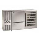 Perlick DZS60_SSRDRWGDC_RW 60 Inch Dual-Zone Back Bar Refrigerated Beer and White Wine Storage Cabinet With 2 Stainless Steel Drawers 1 Glass Door Stainless Steel Frame and Right Condensing Unit