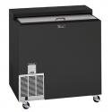 Perlick FR36RT-3-BL_CAST 36 Inch Wide Underbar Insulated Stainless Steel R290 Hydrocarbon Refrigerated Glass Froster 8.6 Cubic ft Capacity with Black Vinyl Exterior and Casters 120V 1/4 HP