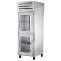 True STA1RPT-2HG-1G-HC 27.5" Spec Series Pass-Thru 1-Section Refrigerator With 2 Glass Half Doors On Front And 1 Glass Door On Rear, Aluminum Interior And Chrome Shelves With Hydrocarbon Refrigerant, 115 Volts