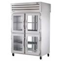 True STA2RPT-4HG-2G-HC 53" Spec Series Pass-Thru 2-Section Refrigerator With 4 Glass Half Doors On Front And 2 Glass Doors On Rear, Aluminum Interior And Chrome Shelves With Hydrocarbon Refrigerant, 115 Volts